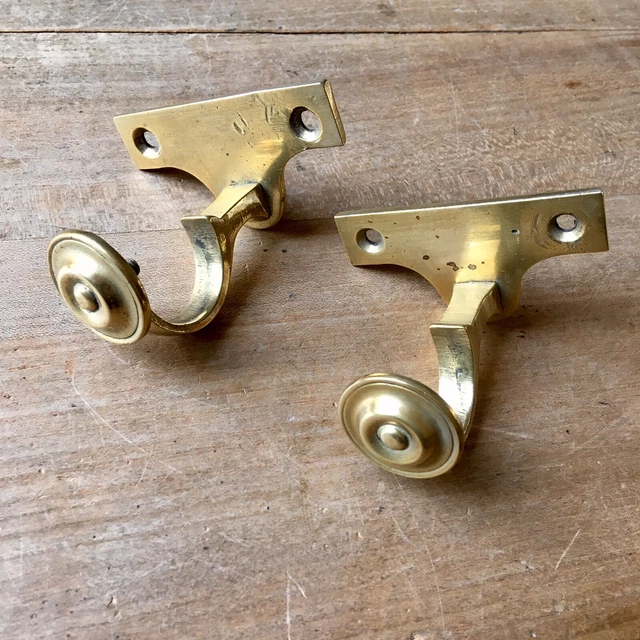 Victorian Brass Curtain Brackets Gold Antique C&T Cope & Timmins - 25mm Pole