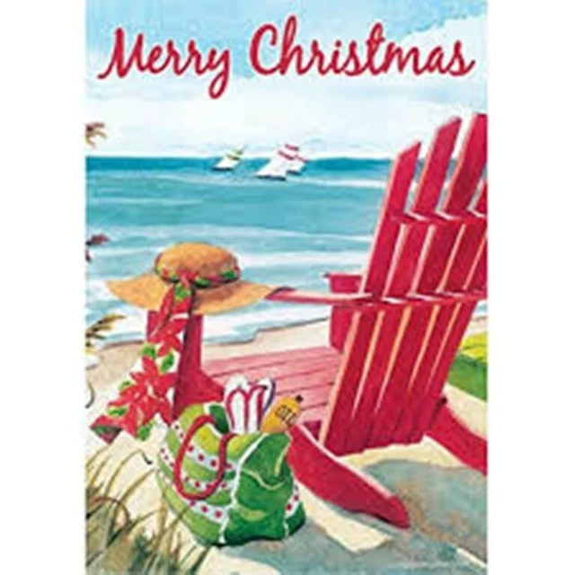 Merry Christmas Coastal Adirondack Garden Flag, 12" x 18", Custom Decor, 2 Sided