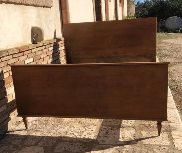 Antico letto in radica di legno a due piazze anni '40 '50 chippendale