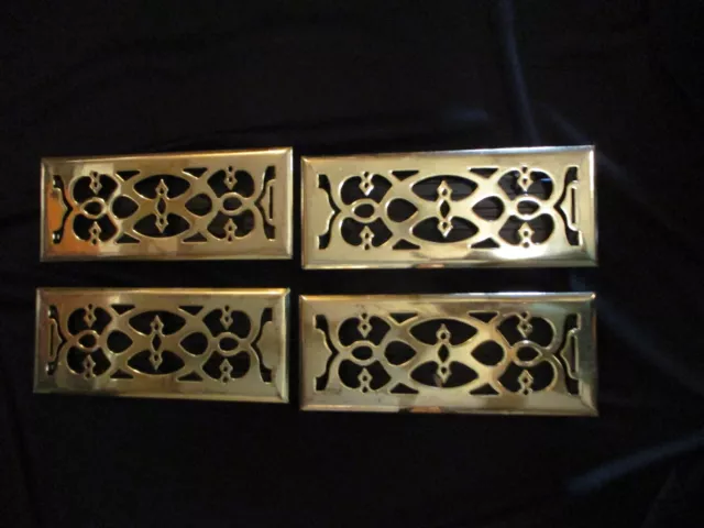 (4) USED Victorian Style Gold Tone Vent Grate Decorative Floor Register Cover