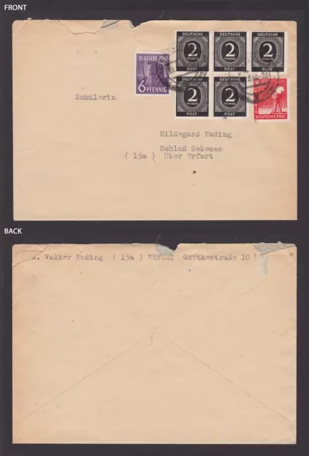 GERMANY 1946 Allied-occupied, Cover from Erfurt to Schloss Gebesee