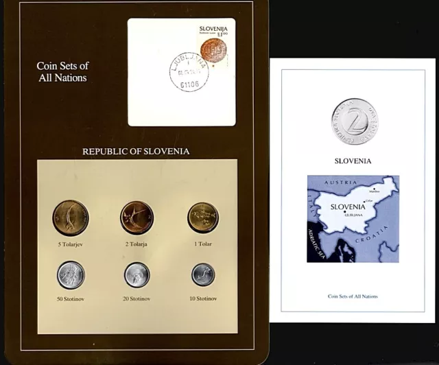 1992 & 1993 Coin Sets of All Nations Republic of Slovenia 6 Coins Franklin Mint