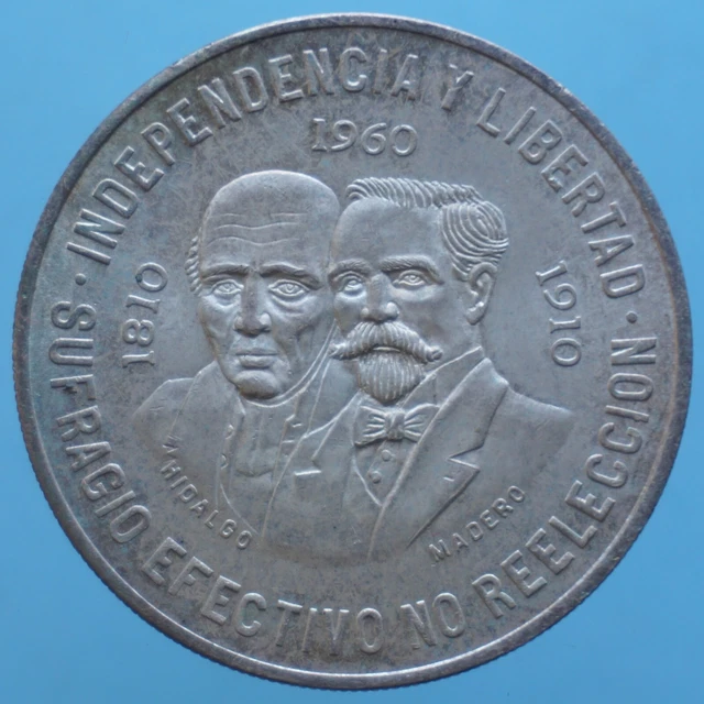 Mexico 10 Pesos 1960 Argento Silver Coin Fdc Currency Collezione