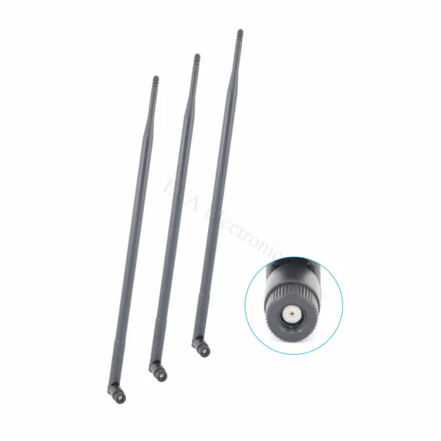 3 9dBi High Gain WiFi Antennas RP-SMA for Linksys Asus TP-Link D-Link Router