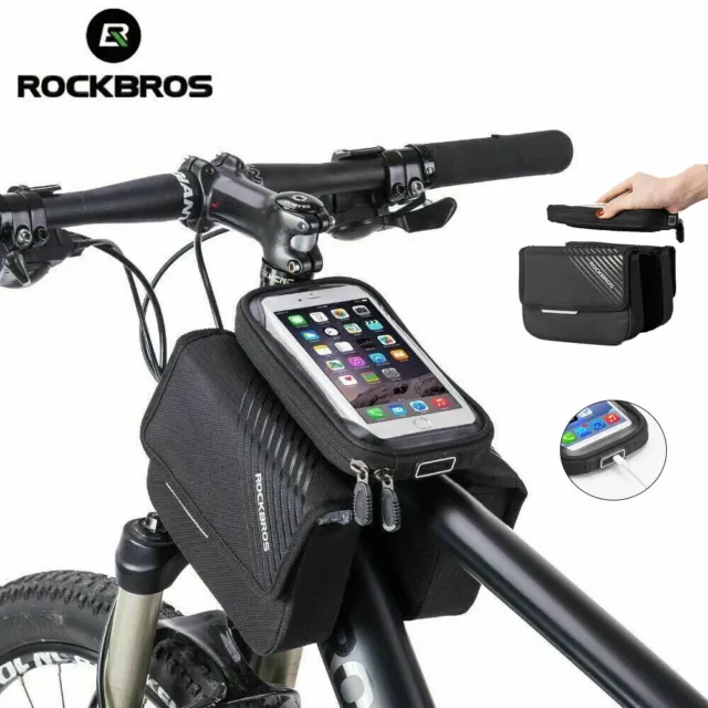 ROCKBROS Bicycle Phone Holder Bag 6.0in MTB Bike Frame Bag Cycling Top Tube Bag
