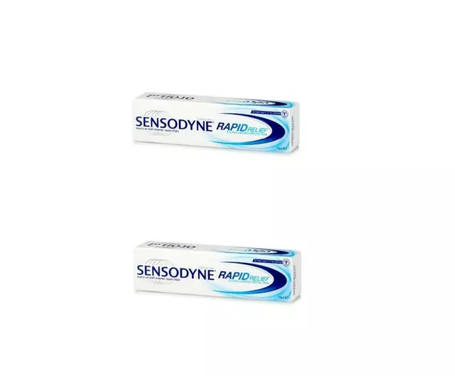 2X Sensodyne Rapid Relief Toothpaste For Sensitive Teeth 75 gr 2.6oz