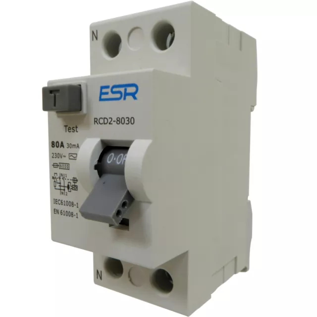 30mA RCD 25 40 63 or 80 Amp DIN Rail Earth Fault Circuit Protection RCCB Breaker