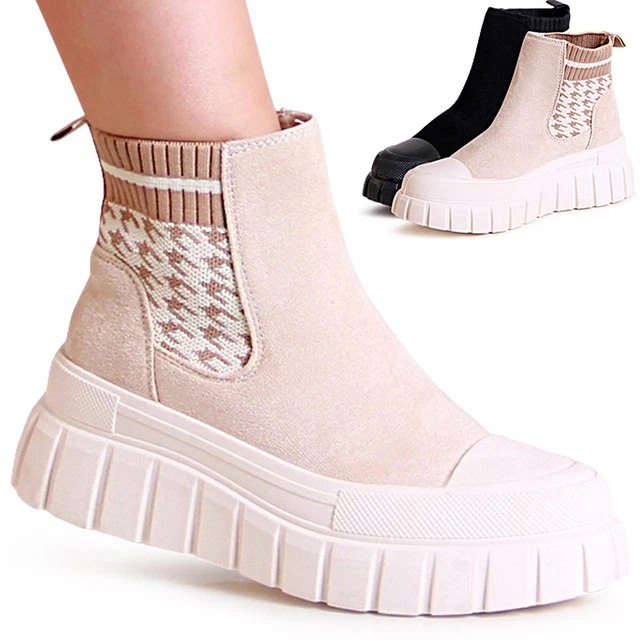 Bottines Femme à Talon Bloc En Daim Synthétique Noir - Modèle D1515, Neuves Avec Boîte
