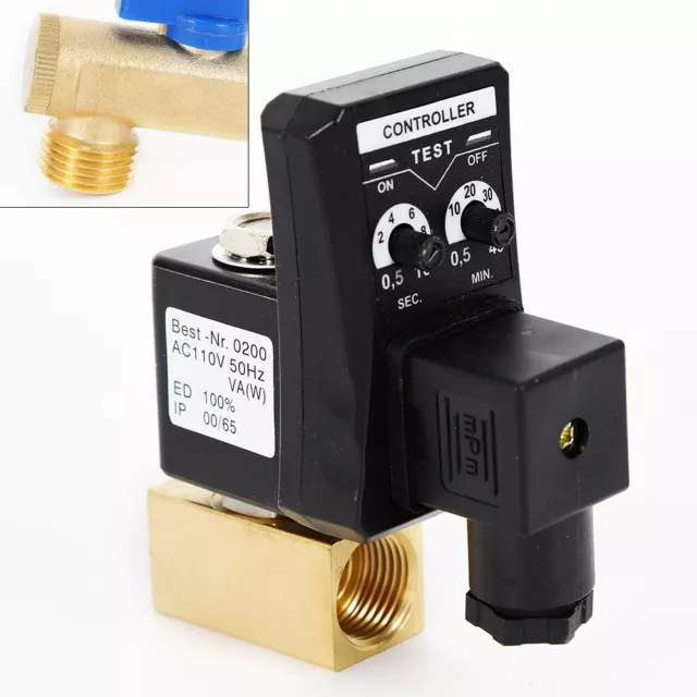 AC110V 1/2"Automatic Electronic Timed 2 Way Tank Moisture Drain Valve Compressor