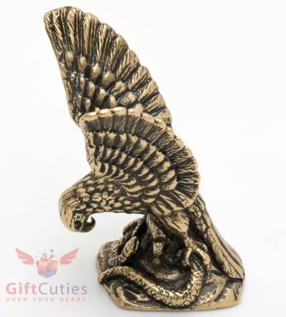 Bronze Figurine of Eagle Peregrine Falcon Hawk catch Snake