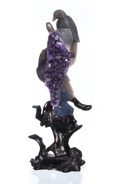 Urraca tallado de amatista geoda natural 31,5" regalo # AY99