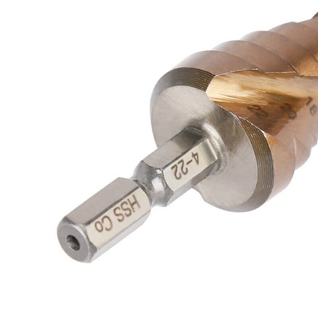 HSS High Speed Steel Cobalt Titanium Step Drill Bit Set Multiple Hole Hex Handle 3