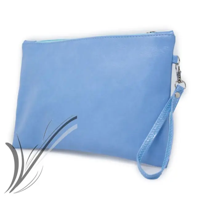 Pochette donna azzurro polvere borsetta piccola borsa a mano da polso per sera
