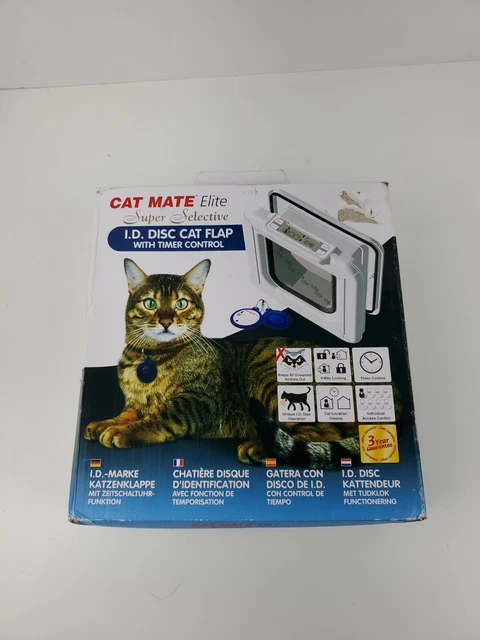 Cat Mate Elite I.D. Solapa de disco para gato con control de temporizador - blanca