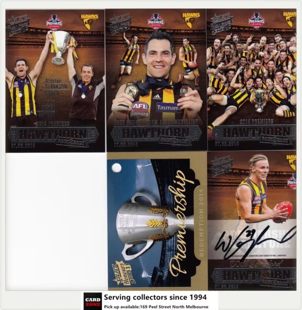 2014 AFL Honours Series Hawthorn Premiership L.E 3-card set+Langford Signature