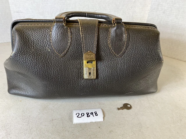 Schell Vintage Black Leather doctors pilots Bag 5681-71424-X Lockable 20B98