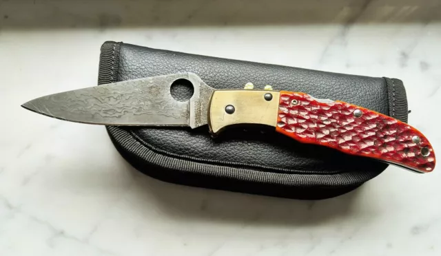 Spyderco Endura Damasco Jigged Bone, Sprint Run, Coltello da collezione, Knife