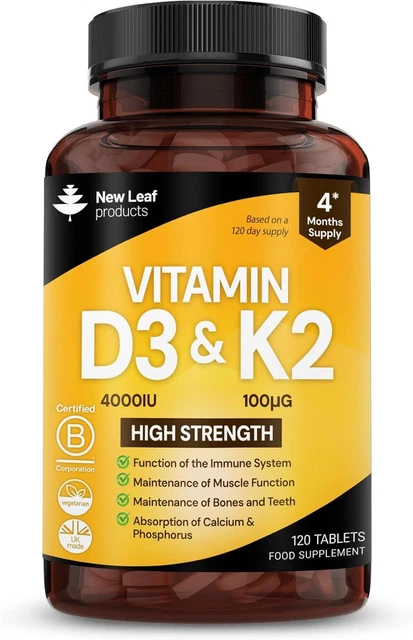 Vitamin D3 4000iu Vitamin K2 100ug Tablet, Bone Heart Health, UK Made - View #10
