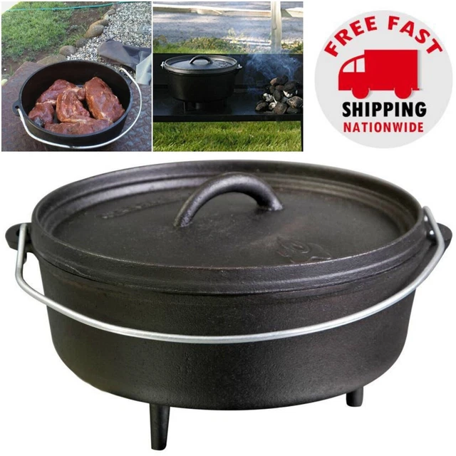 CAST IRON DUTCH Oven Pot PreSeasoned with Lid, Handle Classic Fry Pan