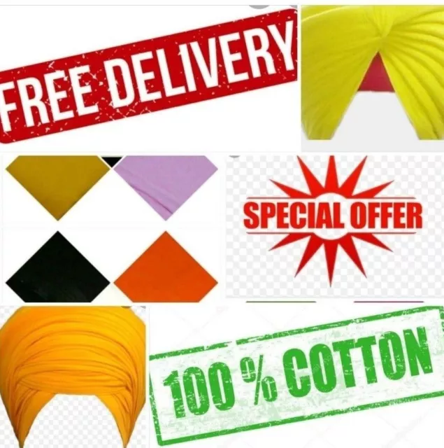 Punjabi Sikh Paghri Dastar Turban Patka Pag Scarf Safa 100% Cotton Full Voile