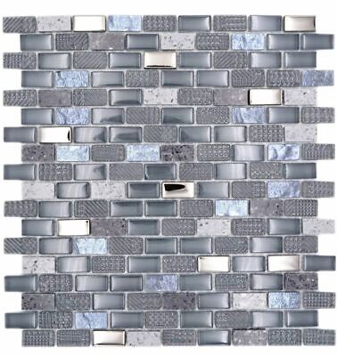 Braun Translucide Pâte de Verre Composite Pierre Acier Braun Mur Miroir Mosaïque Küche 