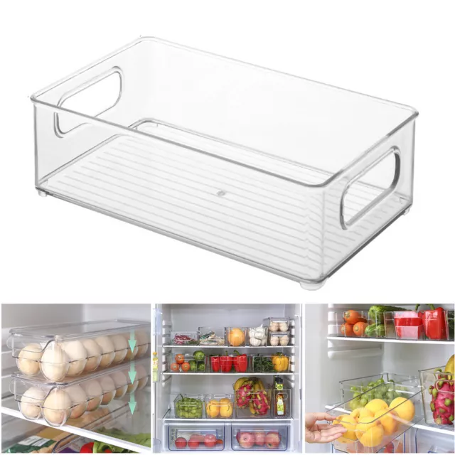 Clear Pantry Organizer Bins Home Kitchen Refrigerator Food Storage Basket Box