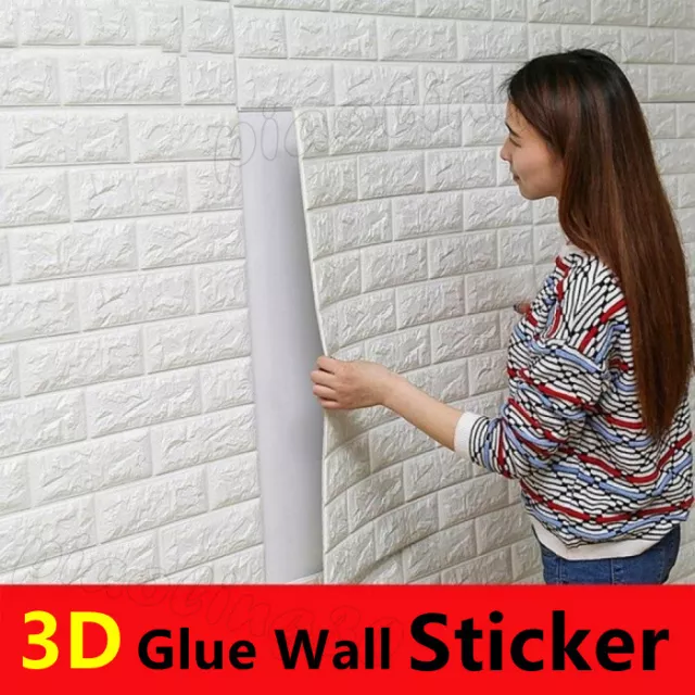 40Pcs Self Adhesive 3D Tile Foam Stick Wall Paper Brick Wall Sticky Wallpaper `-