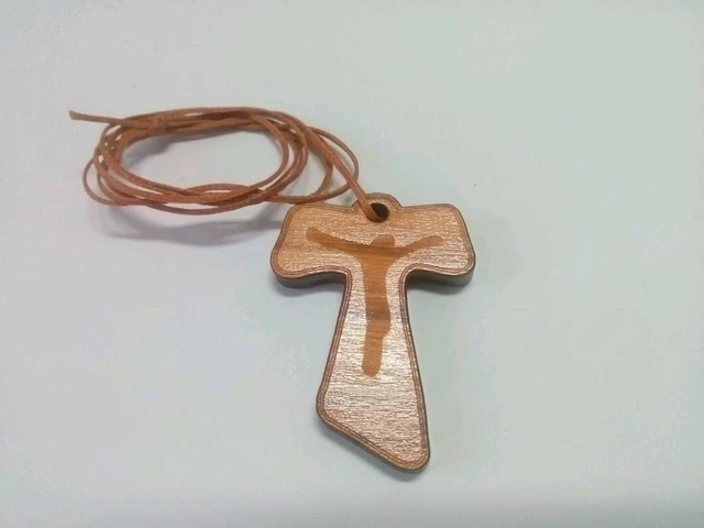 Collana Croce Tau In Legno D'Ulivo 4 Cm - Simbolo Di San Francesco E Pace, Perfetta Per Comunione - Foto 11