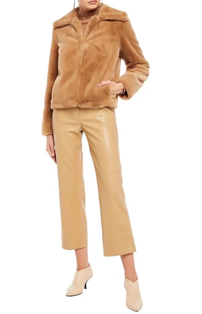 Theory Women's Luxe Faux Fur Jacket NWT Camel Large Pockets