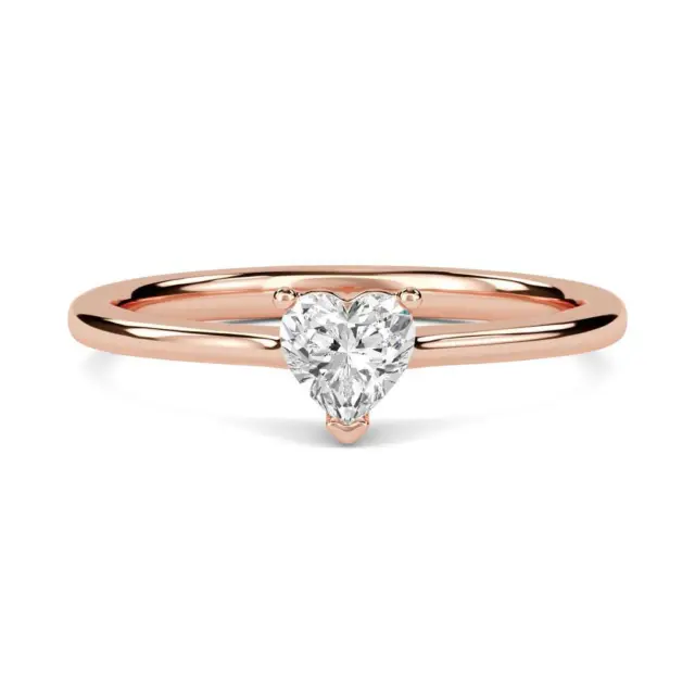 1 CT Coeur Coupe Moissanite Bague 18K Plaqué or Rose Bague de Fiançailles