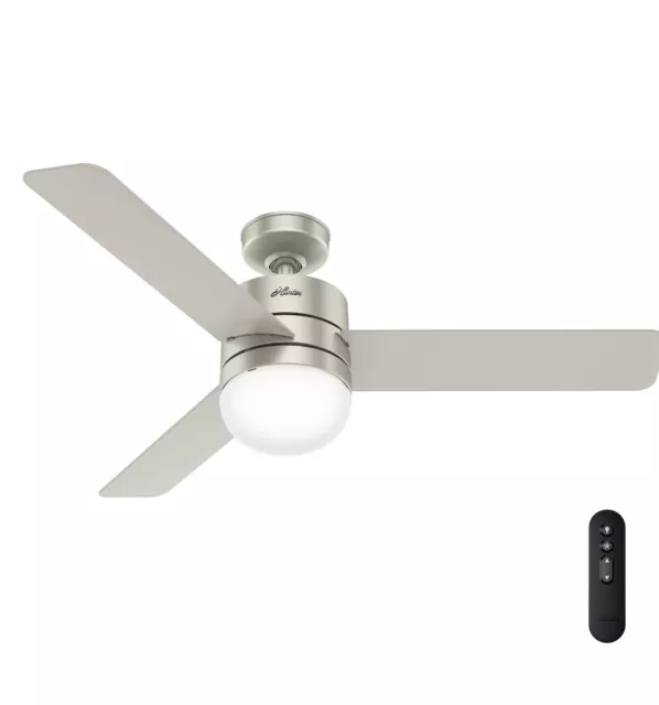 Hunter 54" Nickel LED Indoor Smart WI-FI Ceiling Fan Light Remote ISO & Android