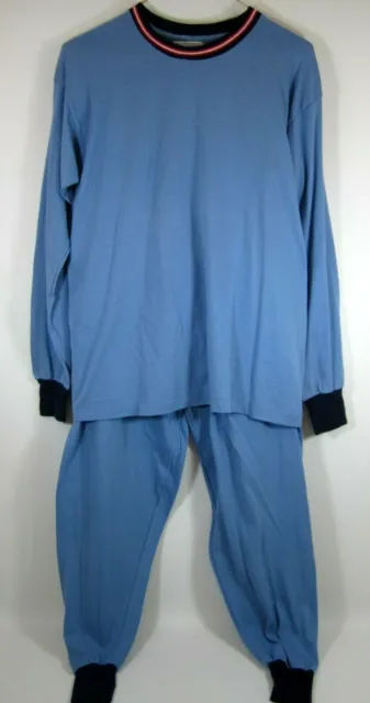 Vintage Neiman Marcus Pajama Set PJs Men LRG Blue Joggers Lounge Pants USA