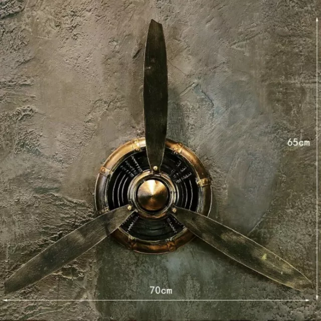 Air Plane Propeller Wall Clock Industrial Retro Steampunk Cafe Bar Wall Ornament