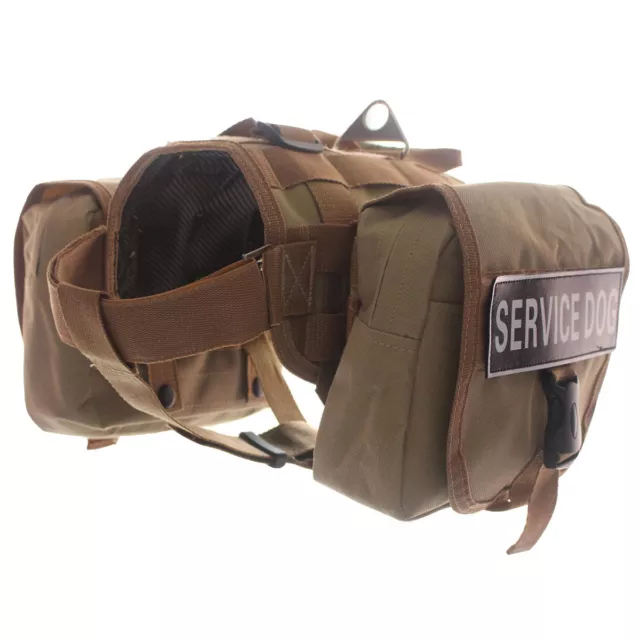 Backpack Molle K9 Compact Dog Vest Work Harness + 2 Pouches + 2 label Patches