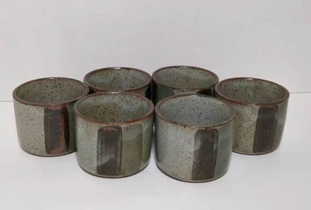 Vintage Japanese Handcrafted Matcha Tea Bowls /Sake Cups 6 Stoneware