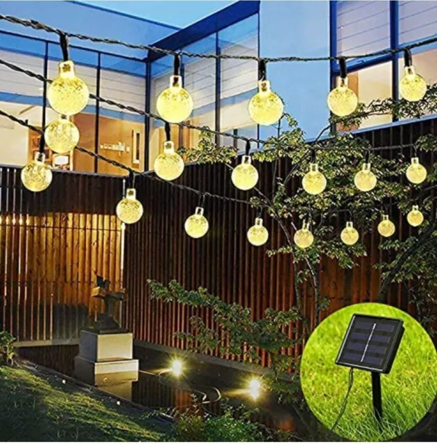 Solar String Lichter 22 Fuß 50 LED Wasserdicht Kristall Kugel LED Außen Feen Lichter