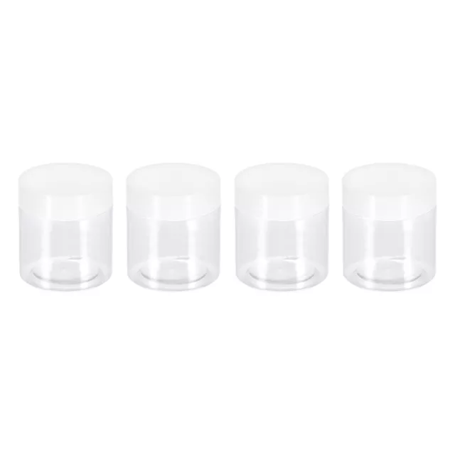 4uds Redondos Frascos de Plástico Transparente de 4oz/120ml con Tapa Blanca