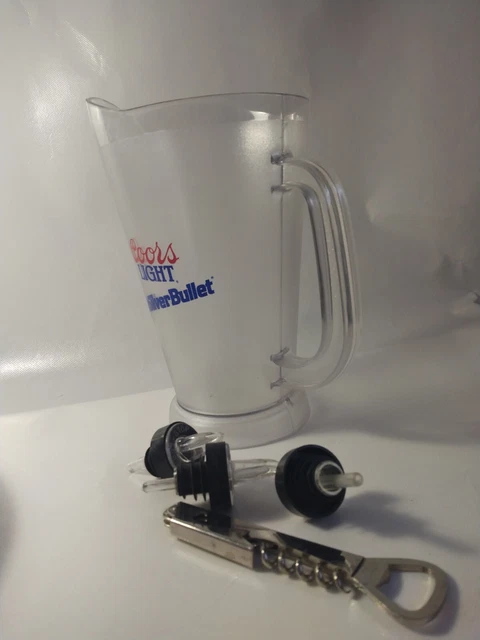 Coors Light 'The Silver Bullet' Plastic 9" Coors Beer Pitcher & Bar Accessories