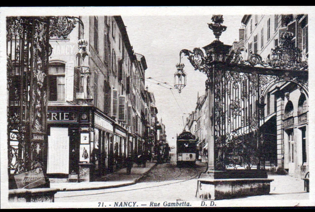 NANCY (54) TRAMWAY N°17 Ligne 9 au Commerce MERCERIE / Rue de GAMBETTA en 1938