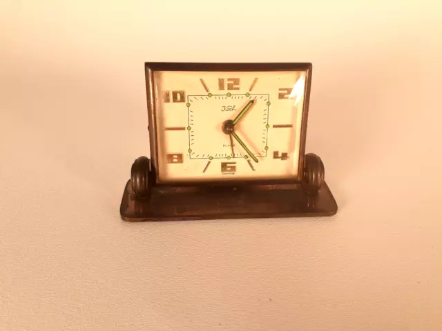 Vintage Koch Brass Desk/Alarm Clock, Running but Needs Cleaning