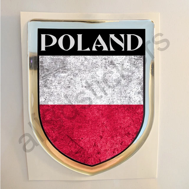 Polonia Adesivi Scudetto 3D Bandiera Sporco Resinato Adesivo Vinile Resinati