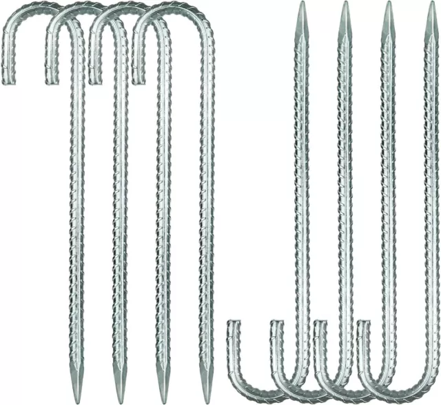 YOUNTHYE 8PCS Galvanised Steel Heavy Duty Tent Pegs, 40cm/16inch Metal