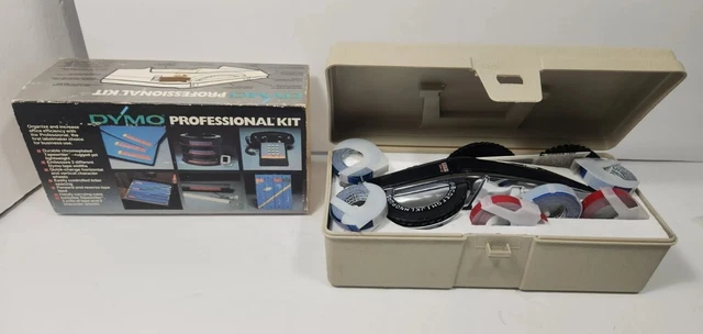 Vintage DYMO (1570) Label Maker Chrome and Black Professional KIT w/Case WORKS