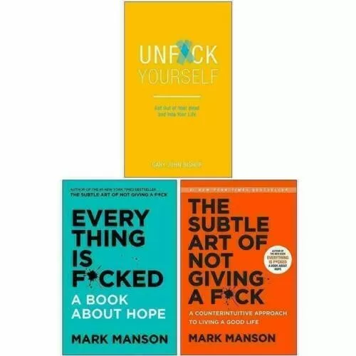 NEW Everything Is Fcked Subtle Art of Not Giving Fck, Unfck Yourself 3 Books Set