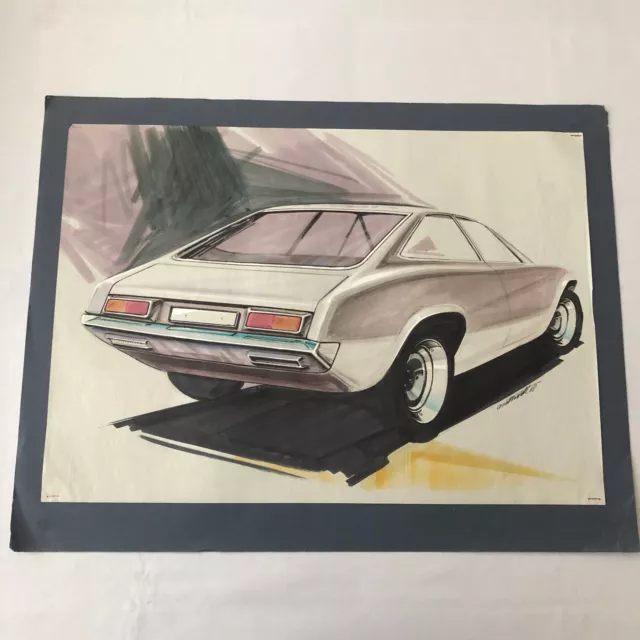 Styling Concept Car Illustration Art Drawing Sketch Vintage Original 1968