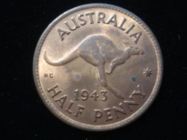 Australian 1943 Half Penny High Grade aUNC / UNC (NN03)