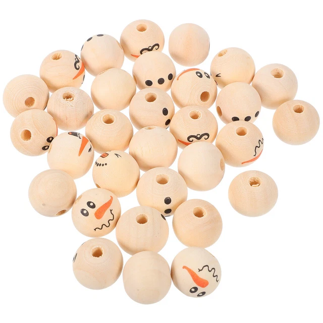 80 Pcs Bois Fabrication De Bijoux Perles En Pour L'artisanat Bonhomme Neige
