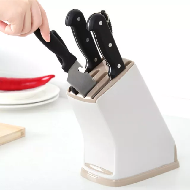 1pc Kitchen Multifunction Plastic Knife Storage Rack Block Holder Stand Mount 2