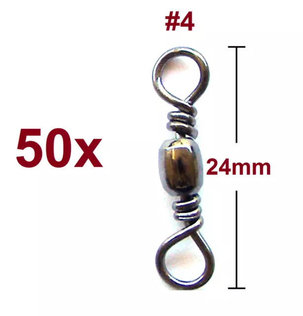 50 Quality BARREL SWIVELS SIZE #4 BLACK NICKEL FISHING 3