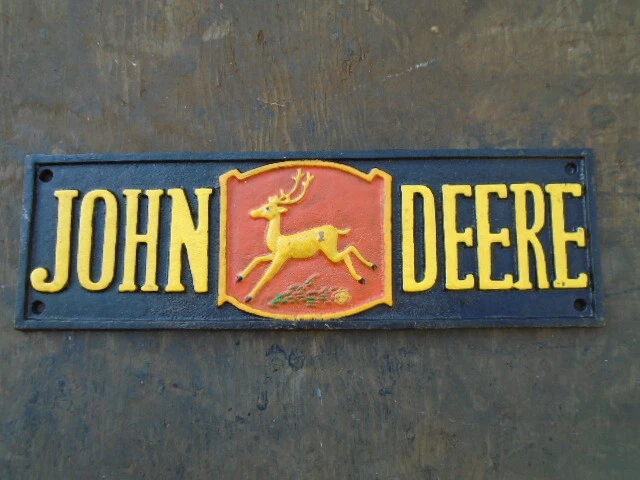 John Deere cast iron advertising sign, farm machinery, tractor, garage, mancave